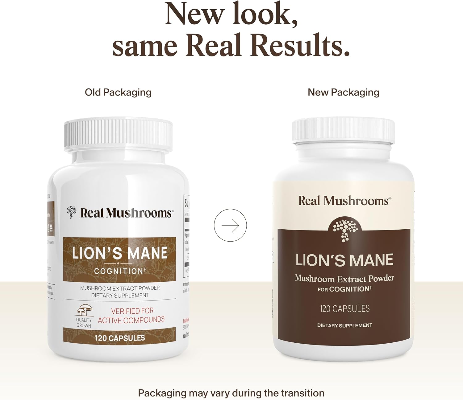 Real Mushrooms Lions Mane Mushroom Cognition (120 Capsules) Lions Mane Mushroom Powder Extract Capsules | Brain Supplement